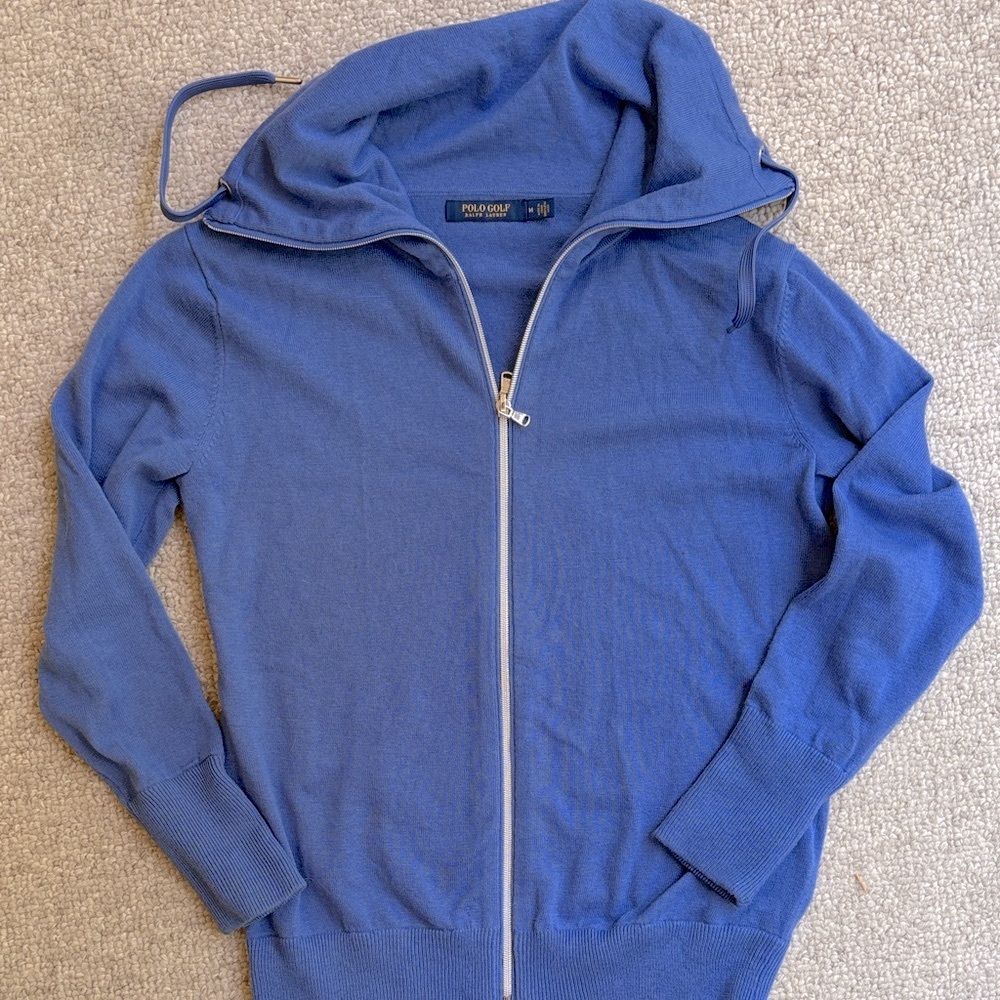 Polo Ralph Lauren Cashmere Blue Zip-Up Cowl Neck